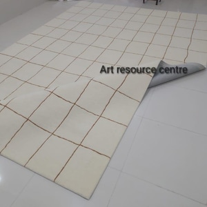 Modern Abstract 9x12 8x10 Cream orange  brown area Rug Handmade Tufted 100% Woolen Rug for Living Room Bedroom Gift for home
