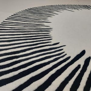 Minimalist Premium Modern Abstract 10x10 Round shape Ivory/Black Handmade woolen Tufted area Rug for Living Room Bedroom 6x6 7x7 8x8 9x9
