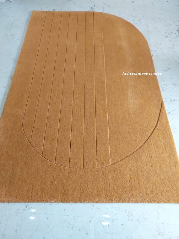 Orange handtufted wool rug,premium quality rug modern abstract high low soft wool area rug for living room,bedroom,hall,gifts and home decor