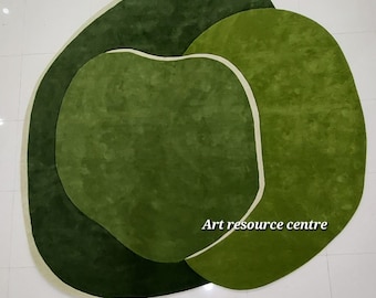 Minimalist sage green and baige round rug premium quality irregular 12x12ft area rug for living room bedroom lounge hall gift and home decor