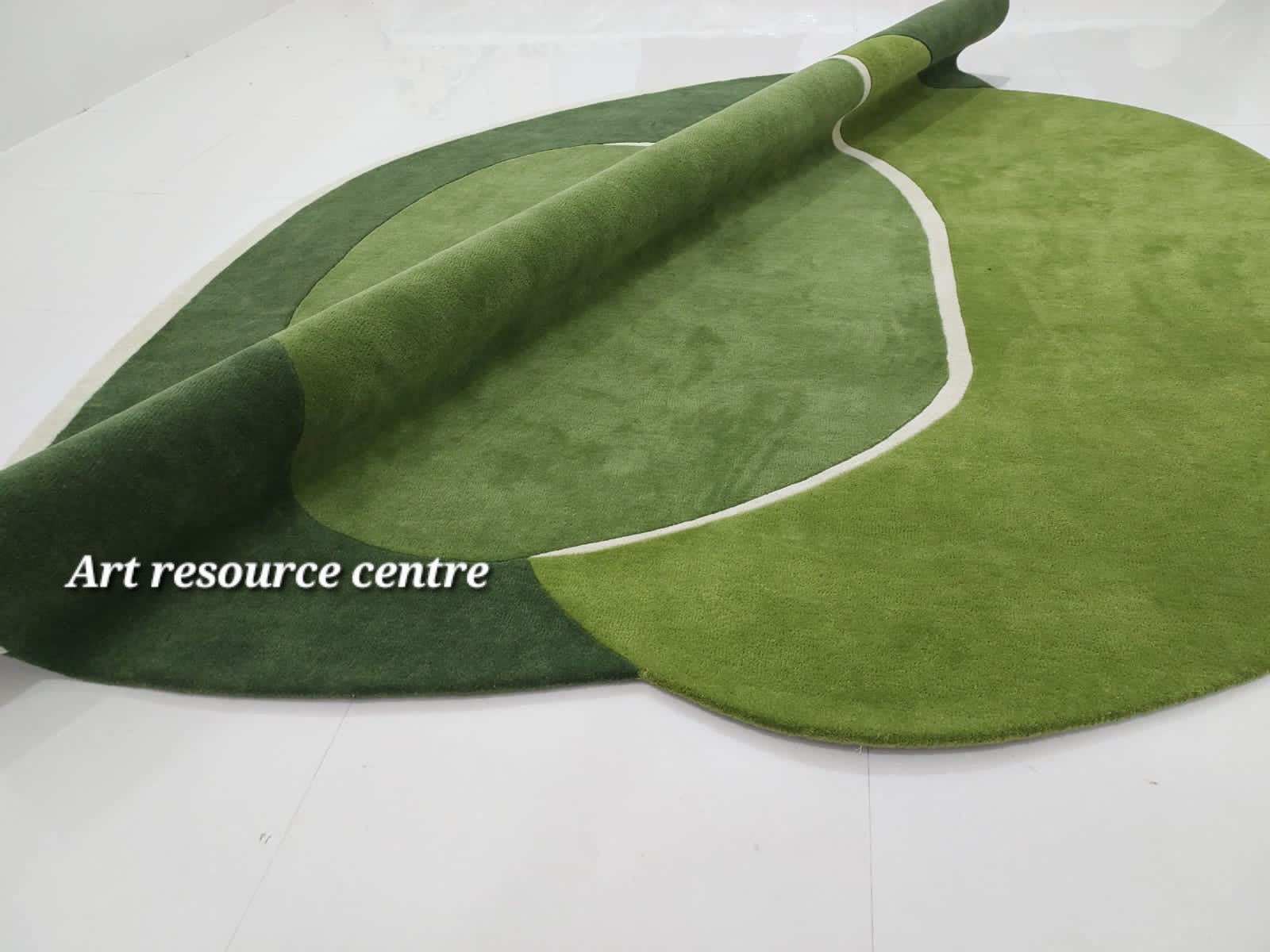 Buy Minimalist Sage Green and Baige Round Rug Premium Quality Irregular ...