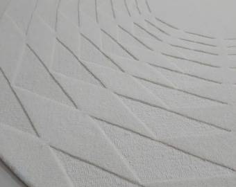 Minimalistisch modern abstract onregelmatige vorm massief ivoorwit wollen handgetuft designer vloerkleed voor woonkamer slaapkamer lounge 6 x 6 7 x 7 vloerkleed
