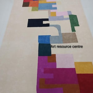 Modern Abstract 9x12 8x10 Multicolor irregular pattern design area Rug Handmade Tufted 100% Woolen Rug for Living Room Bedroom Gift for home