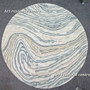 Premium quality Modern Abstract handmade 14x14 feet  Natural colour Planet round rug for living room bedroom contemporary designer wool rug