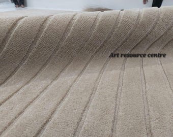 Modern Abstract  solid brown baige Area Rug For Living Room, lounge hall dining ContemporaryHandmade designer wool  Rug, Gift for Home