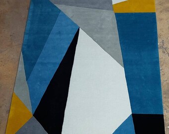 Premium finish Handmade Modern Abstract colorful Vibrant Designer contemporary woollen Tufted Area Rug for Living Room Bedroom Gift for home