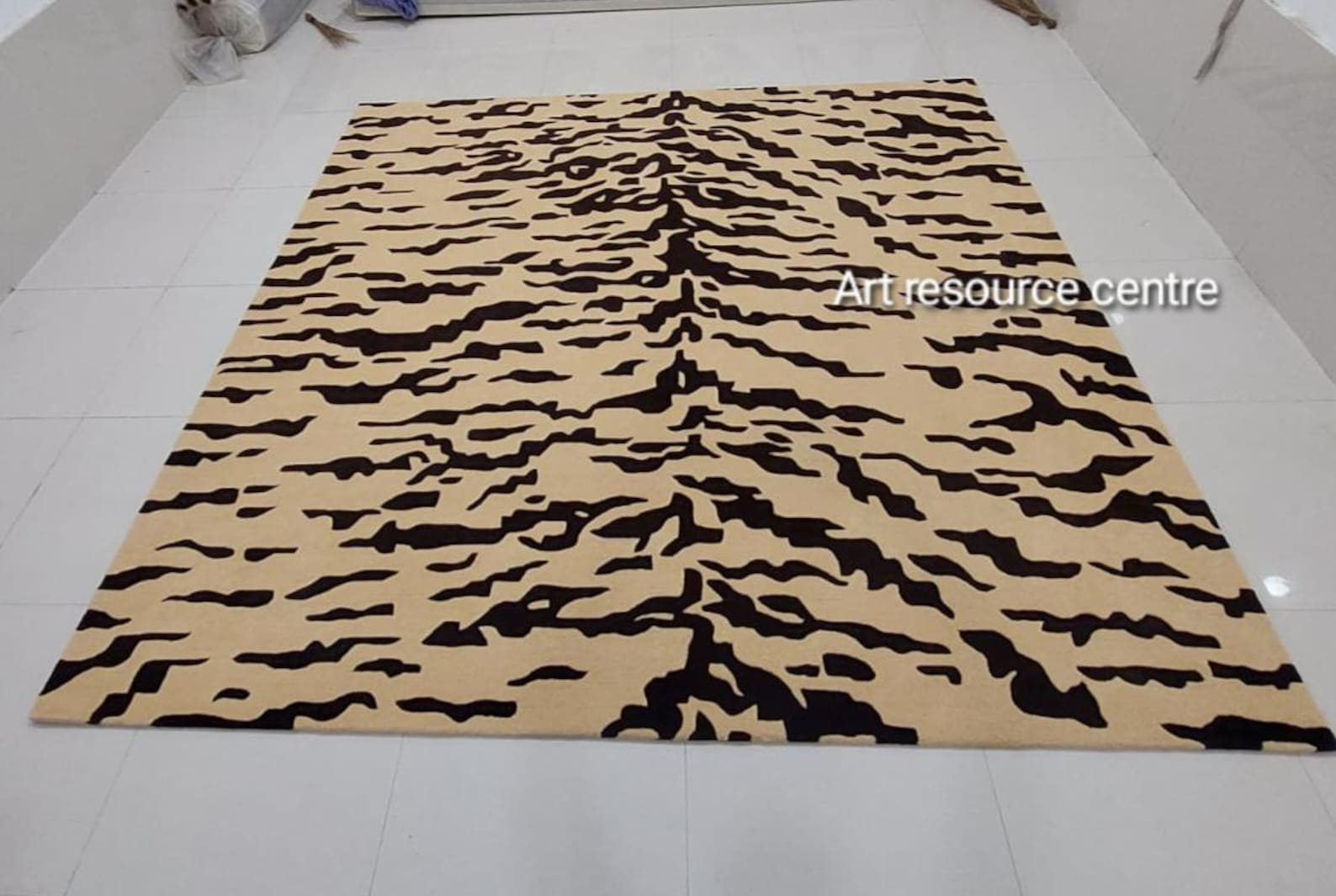 Modern Abstract 9x12 8x10 Baige Bro Wn Mustard Yellow Tiger Print ...