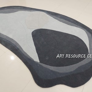 Minimalist Modern Abstract Irregular Shape Woolen Hand Tufted Designer Area Rug for Living Room Bedroom 4x6 5x8 6x9 8x10 8x11 9x12 10x14 etc