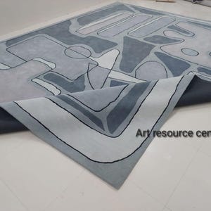 Minimalist modern abstract Grey tone tone 8x10 9x12 woolen tufted area rug for living room,  contemporary designer wool rug for lounge etc.