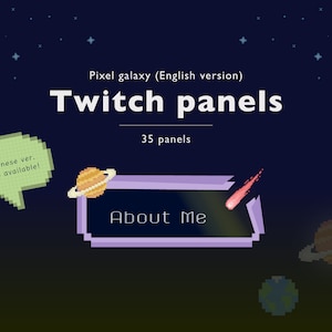 ESP ver. Paneles de Twitch - Pixel Galaxy / Planets Espacio exterior Starry Twinkle tema kawaii Perfil de Twitch Kawaii Glow Night