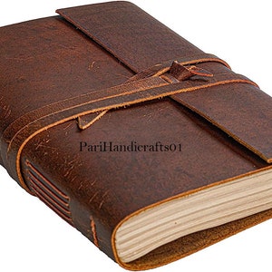 Leather Journal Notebook（6 x 8 in） - Vintage Leather Bound Journals Handmade Book for Men and Women Unlined Leather Craft Paper220 Pages