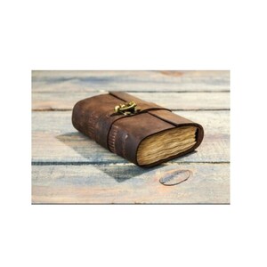 Vintage Journal Handbound Leather Journal Diary With 100% Recycled paper, Handmade Paper A5 Antique Deckle Edge Paper 200 Pages (Brown)
