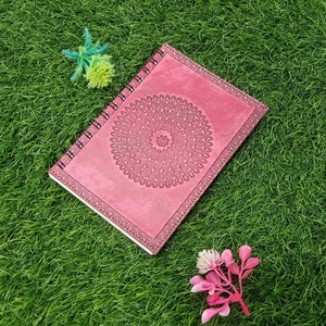 Mandala Leather Journal with Handmade Spiral Notebook Spiritual and Yoga Notebooks, Energy, Mystical & New Age Notebooks