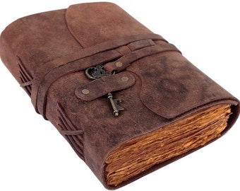 Journal personnalisé en cuir véritable, carnet en cuir, cadeau gravé personnalisé pour femmes et hommes papier fait main, journal de voyage, cadeau d’anniversaire