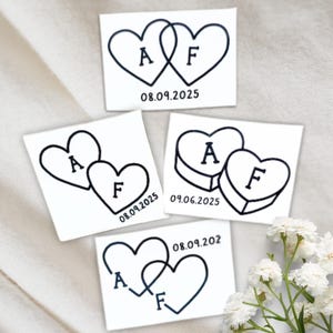 Custom Fine Line Heart Initials Temporary Tattoo Custom, Wedding Tattoo, Love Valentine's Day, Lover Gift, Events Tattoo, Wedding Favours image 2