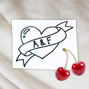 Benutzerdefinierte Fine Line Retro Herz temporäres Tattoo individuell, Hochzeit Tattoo, Liebe Valentinstag, Liebhaber Geschenk, Events Tattoo, Hochzeitsgeschenke