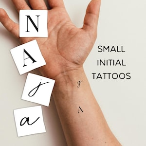 Tatuajes temporales de iniciales pequeñas, set de 6 tatuajes, hasta dos iniciales en mayúsculas, tatuajes en minúsculas, tatuajes de boda, tatuajes de pareja