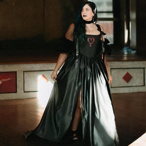 Custom Gothic Corset Dress, Dark Fairy Dress, Black Wedding Gown, Halloween Costume, Black Fantasy Gown, Dramatic Wedding Dress