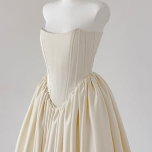 Corset Gown with Full Skirt, Custom Fit Wedding Dress, A-Line Bridal Gown, Basque Corset Dress, Reception Wedding Dress