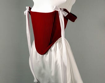 Corsé de terciopelo y falda de satén a medida, top con corpiño estructurado y mangas, atuendo de fiesta, corsé sobre el busto para festival.