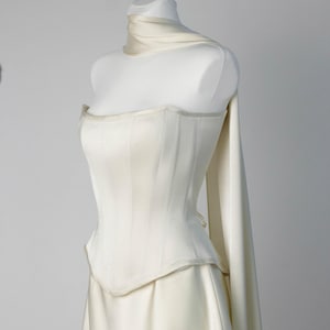 Handmade Satin Bridal Separates, Ivory Corset Top & Short Skirt, Second Wedding Dress