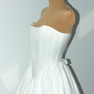Corset Wedding Dress - Super Full Skirt with 9 Meters of Satin, White, Ivory, Elegant, Custom Bridal Gown, Handmade Romantic Wedding Dress