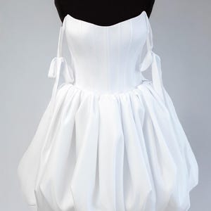 Mini Corset Wedding Gown, Detachable Straps, Short Evening Dress, Bubble Skirt, Second Wedding Dress, Bridal Afterparty Outfit, Lace Up Back