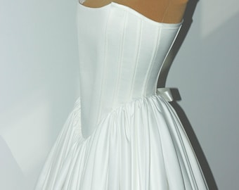 Corset Wedding Dress - Super Full Skirt with 9 Meters of Satin, White, Ivory, Elegant, Custom Bridal Gown, Handmade Romantic Wedding Dress