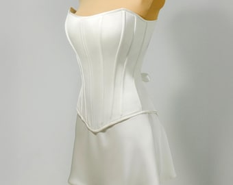 Wedding Set Bridal Corset and Skirt, Minimalist Wedding Dress, Elegant Reception Dress, Bridal Mini Dress, Bustier Corset Top & Short Skirt