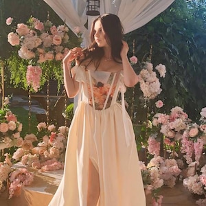 Custom Corset Wedding Dress, Handmade Straps White Satin Gown