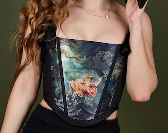 Corsé sobre el busto hecho a mano para mujer. Top de corsé victoriano personalizado: talla grande, top corto tipo bustier renacentista con tirantes y encaje, estilo vintage abierto.