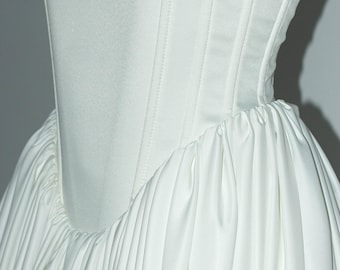 Ivory Custom Made Silk Corset Wedding Dress, Handmade Bridal Gown