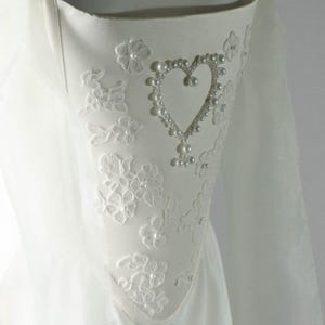 Beaded Heart Corset and Mini Satin Skirt Set for Women, Romantic Bridal Outfit image 9