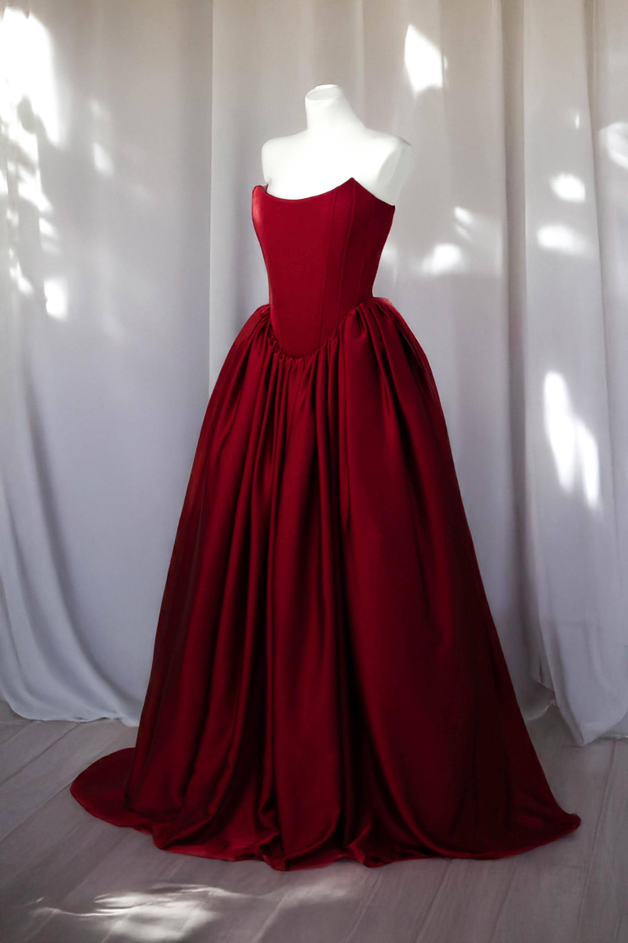 white christmas dresses Red Strapless Bustier Dress With Hotfix Crystal Embellished Corset main image 1
