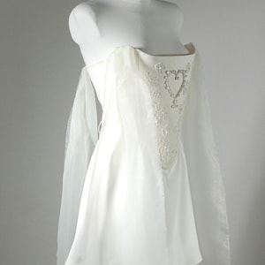 Beaded Heart Corset and Mini Satin Skirt Set for Women, Romantic Bridal Outfit image 1