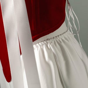 Red Velvet Corset with Satin Skirt, Romantic Two-Piece Festival Outfit image 12