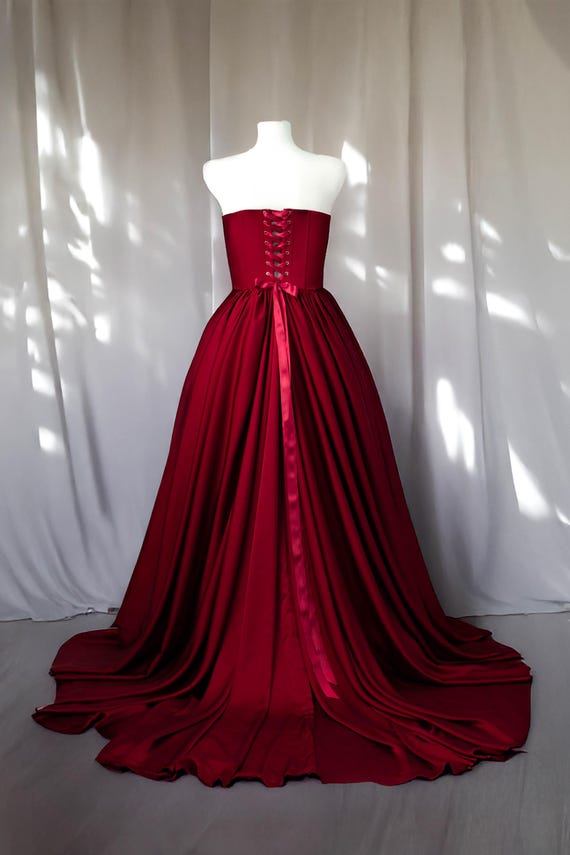 deep red evening dress Velvet Strapless Floor Length Gown, Off Shoulder Dress, Custom Prom Dress, Lace Up Back Each dress is sewn Style Code:WMN4547-01 Ball gown WebColor_BLUE PRINCE OF WALES Plus Size Chiffon Wedding