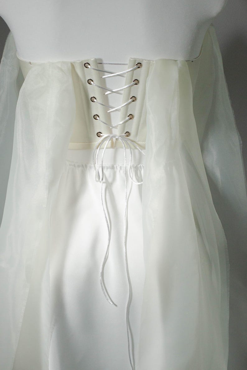 Beaded Heart Corset and Mini Satin Skirt Set for Women, Romantic Bridal Outfit image 7