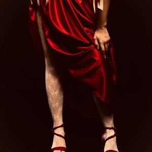 Rich Red Satin Corset Dress with Heart, Elegant Plus Size Evening Gown for Special Occasions image 3
