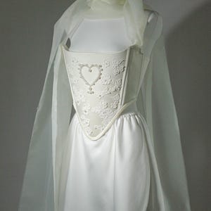 Beaded Heart Corset and Mini Satin Skirt Set for Women, Romantic Bridal Outfit image 11