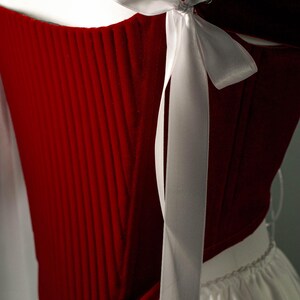 Red Velvet Corset with Satin Skirt, Romantic Two-Piece Festival Outfit image 11