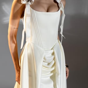 white double ruched skirt satin shirt dress Women's Analisa Asymmetric Ruched Midi Skirt in White Size XL