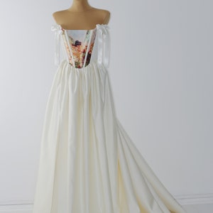Corset Wedding Dress for Bride: Satin, Unique, Ethereal, Pearl, Ivory|White Wedding Corset Dress Simple & Elegant Custom, Handmade, Romantic