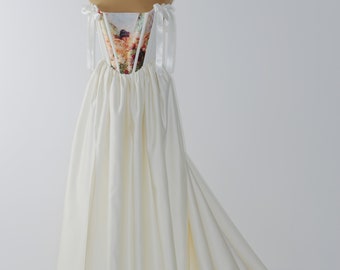 Corset Wedding Dress for Bride: Satin, Unique, Ethereal, Pearl, Ivory|White Wedding Corset Dress Simple & Elegant Custom, Handmade, Romantic