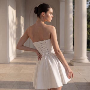white christmas dresses White Taffeta Corset Topper – Modern Bridal Reception Dress