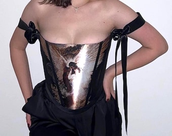 Corsé personalizado sobre el busto, top de corsé victoriano hecho a mano con tirantes, bustier con cordones, corsé de moda gótica