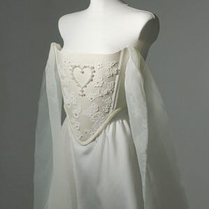 Beaded Heart Corset and Mini Satin Skirt Set for Women, Romantic Bridal Outfit image 3
