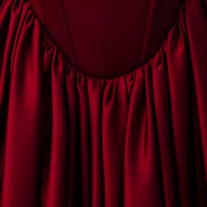 Burgundy Corset Gala Dress, Deep Red Off Shoulder Evening Gown, Formal Ball Dress, Elegant Lace Up Outfit image 11