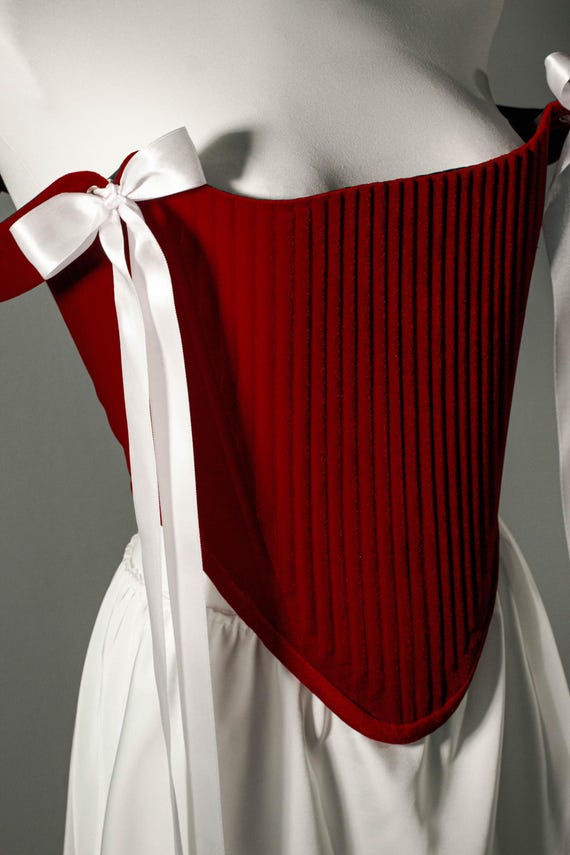 Red Velvet Corset with Satin Skirt, Romantic Two-Piece Festival Outfit