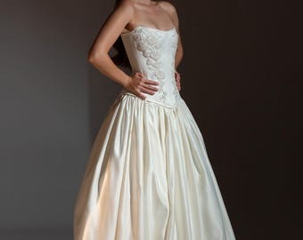 Corset and Full Skirt Wedding Outfit, Beaded Two Piece Wedding Dress, Elegant Bridal Gown